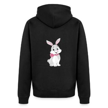 Mignon lapin souriant heureux - Veste à capuche bio Premium Unisexe - noir - Dos - Nico (187cm)