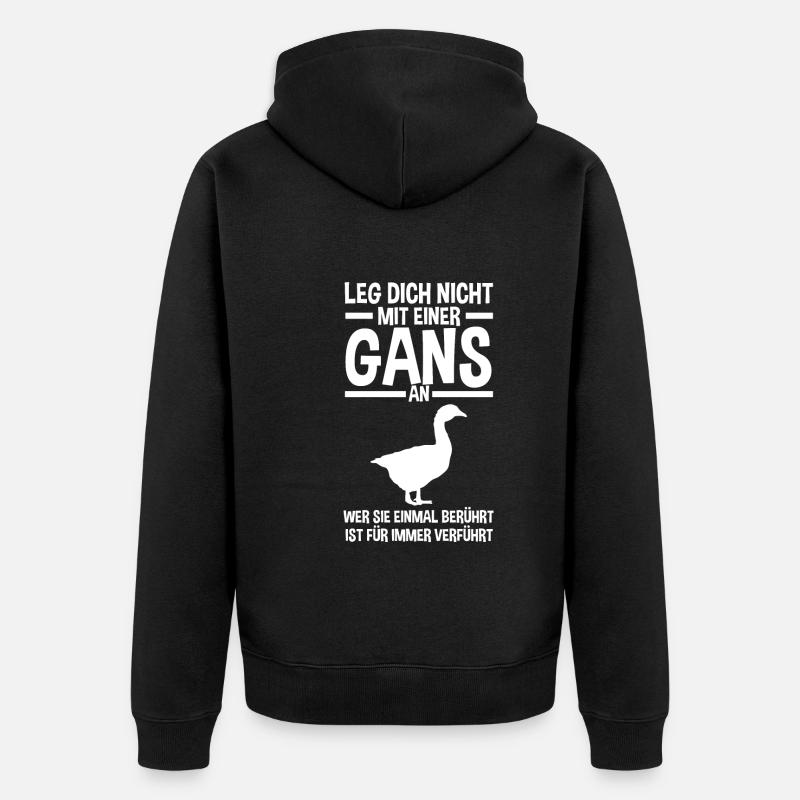 Gans Gänse - Unisex Premium Bio Zip Hoodie - Schwarz