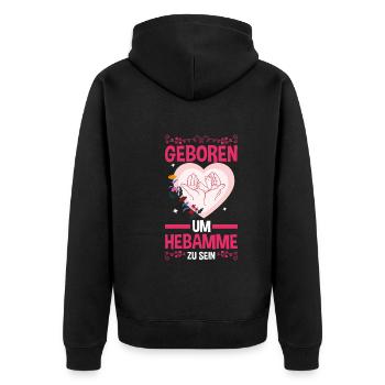 Geburtshelferin Hebamme - Unisex Premium Bio Zip Hoodie - Schwarz - Hinten - Nico (187cm)