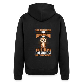 Erdmännchen - Unisex Premium Bio Zip Hoodie - Schwarz - Hinten - Nico (187cm)