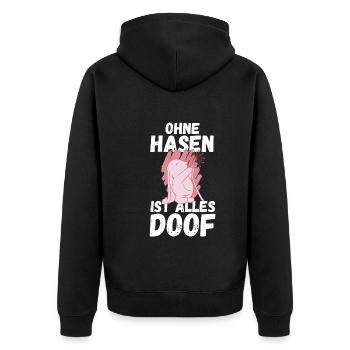 Kaninchen Hase - Unisex Premium Bio Zip Hoodie - Schwarz - Hinten - Nico (187cm)