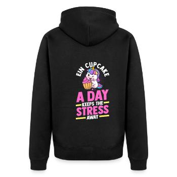 Einhorn Backen Cupcakes - Unisex Premium Bio Zip Hoodie - Schwarz - Hinten - Nico (187cm)