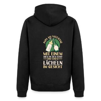 Papa Bier Vater Vatertag - Unisex Premium Bio Zip Hoodie - Schwarz - Hinten - Nico (187cm)