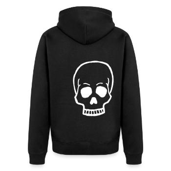 Skull Icon - Unisex Premium Organic Zip Hoodie - black - Back - Nico (187cm)