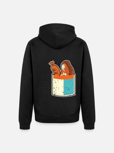 Grillparty Geschenk Fleisch Brusttasche Grillen - Unisex Premium Bio Zip Hoodie - Schwarz