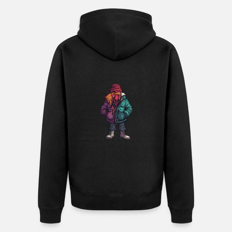 Coq Drôle d’hiver - Veste à capuche bio Premium Unisexe - noir