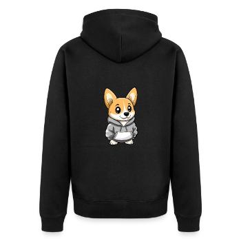 Chien Corgi Drôle - Veste à capuche bio Premium Unisexe - noir - Dos - Nico (187cm)