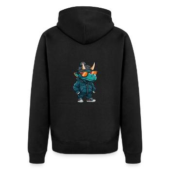 Dinosaurier triceratops Cool Comic - Unisex Premium Bio Zip Hoodie - Schwarz - Hinten - Nico (187cm)
