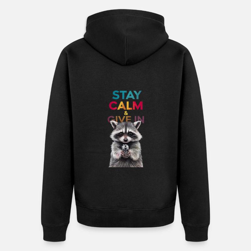Meme Waschbär - Unisex Premium Bio Zip Hoodie - Schwarz