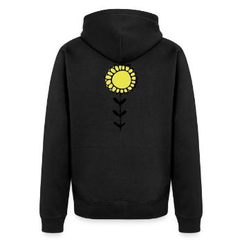 Sonnenblume Illustration - Unisex Premium Bio Zip Hoodie - Schwarz - Hinten - Nico (187cm)