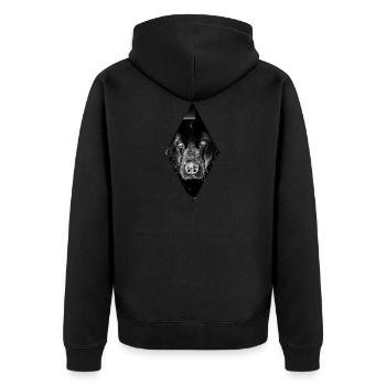 Schäferhund - Unisex Premium Bio Zip Hoodie - Schwarz - Hinten - Nico (187cm)