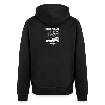 Blasmusik Musikant Geschenk · Volle Leistung - Unisex Premium Bio Zip Hoodie - Schwarz - Hinten - Nico (187cm)