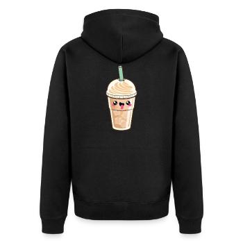 Café Latte Glacé Kawaii - Veste à capuche bio Premium Unisexe - noir - Dos - Nico (187cm)