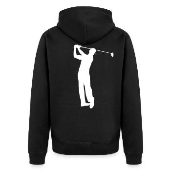 Golfspieler - Unisex Premium Bio Zip Hoodie - Schwarz - Hinten - Nico (187cm)