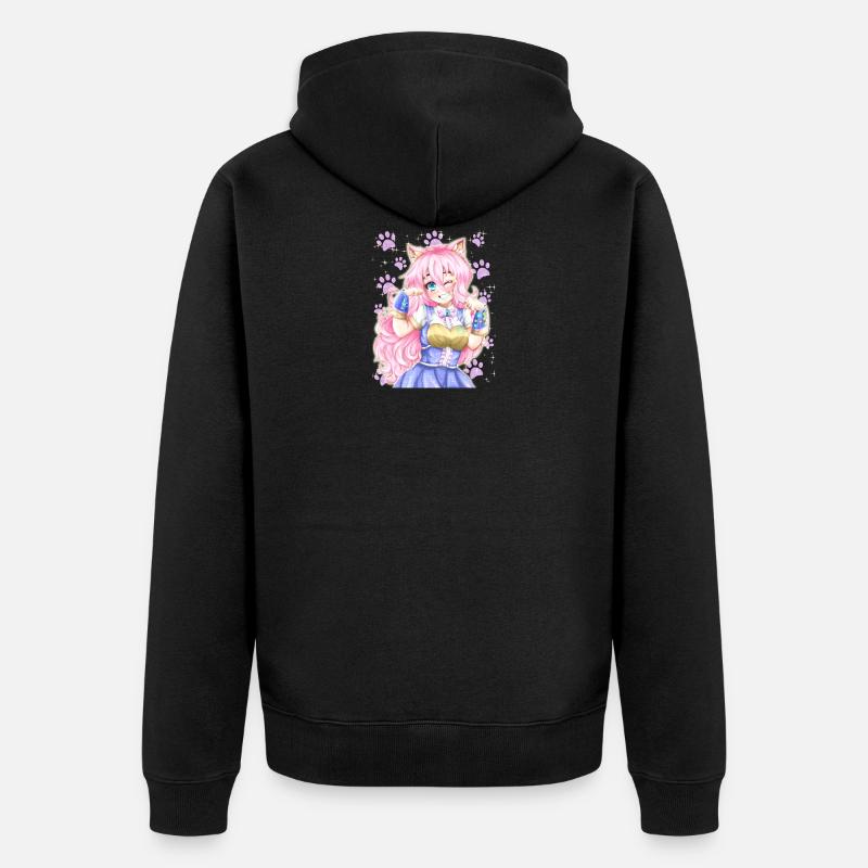 Neko Mädchen - Unisex Premium Bio Zip Hoodie - Schwarz