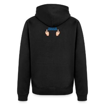 Problem Schwimmer Mittelfinger - Unisex Premium Bio Zip Hoodie - Schwarz - Hinten - Nico (187cm)
