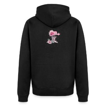 Chinese Crested mit Hut - Unisex Premium Bio Zip Hoodie - Schwarz - Hinten - Nico (187cm)