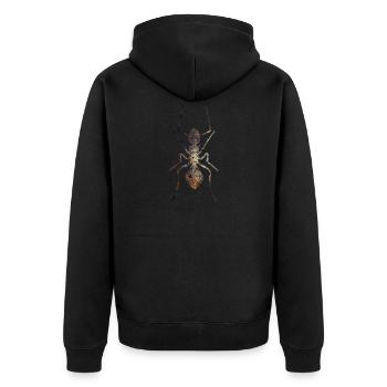 Ameise - Unisex Premium Bio Zip Hoodie - Schwarz - Hinten - Nico (187cm)