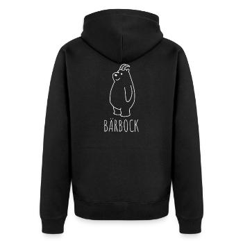 Bärbock lustiges Design Bär und Bock - Unisex Premium Bio Zip Hoodie - Schwarz - Hinten - Nico (187cm)