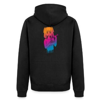 Anime Manga Girl Geschenk - Unisex Premium Bio Zip Hoodie - Schwarz - Hinten - Nico (187cm)