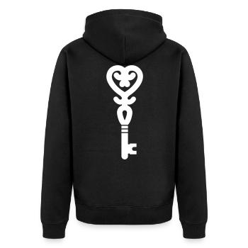 Mariage clé du cœur - Veste à capuche bio Premium Unisexe - noir - Dos - Nico (187cm)