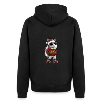 Cheval Noël Noël laid - Veste à capuche bio Premium Unisexe - noir - Dos - Nico (187cm)