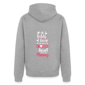 Bär Kindheit Spielzeug - Unisex Premium Bio Zip Hoodie - Grau meliert - Hinten - Nico (187cm)