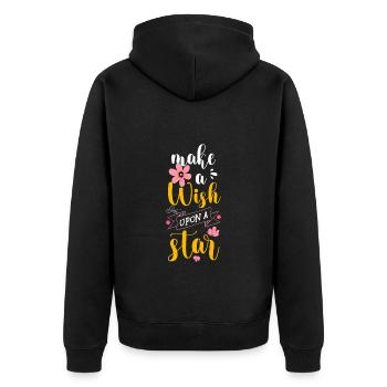 Star Wish - Unisex Premium Organic Zip Hoodie - black - Back - Nico (187cm)