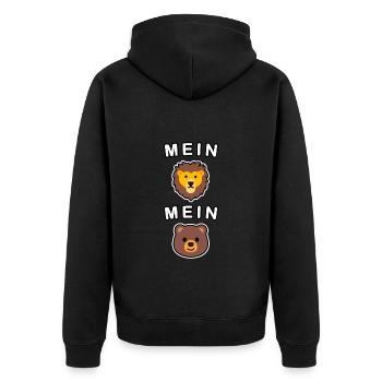 Mein Löwe, Mein Bär 🦁🐻❤️ - süßer Spruch - Unisex Premium Bio Zip Hoodie - Schwarz - Hinten - Nico (187cm)