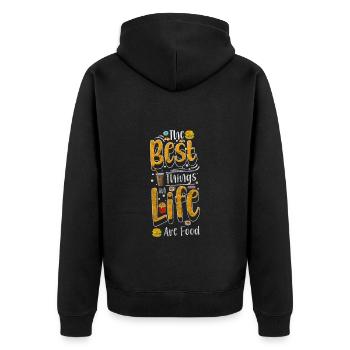 Meal Hotel - Unisex Premium Organic Zip Hoodie - black - Back - Nico (187cm)