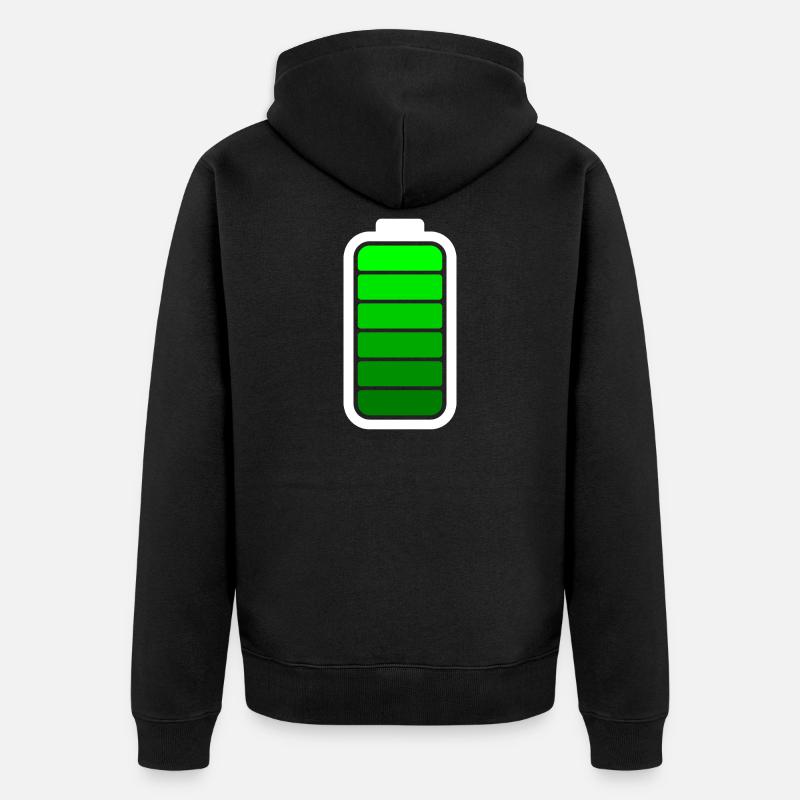 FULL BATTERY - White - Unisex Premium Bio Zip Hoodie - Schwarz