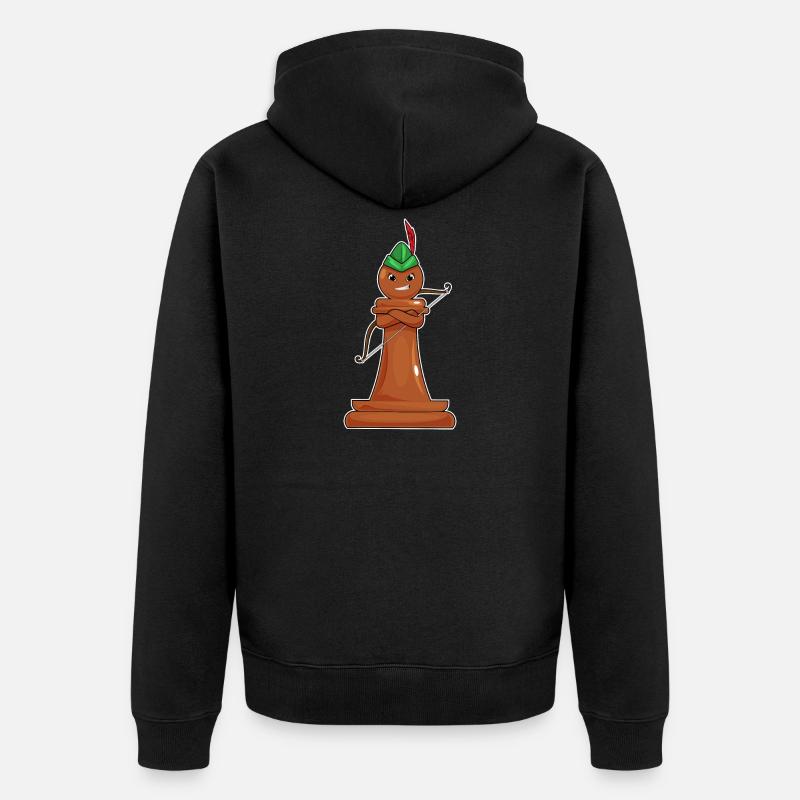 Schachfigur Bauer Bogenschütze Schach - Unisex Premium Bio Zip Hoodie - Schwarz