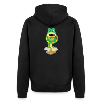 Schlange Karton - Unisex Premium Bio Zip Hoodie - Schwarz - Hinten - Nico (187cm)