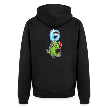 6e anniversaire dinosaure - Veste à capuche bio Premium Unisexe - noir - Dos - Nico (187cm)