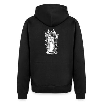 Comic Spray Can with Drops and Flames - Unisex Premium Organic Zip Hoodie - black - Back - Nico (187cm)