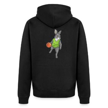 Hase Basketballspieler Basketball Sport - Unisex Premium Bio Zip Hoodie - Schwarz - Hinten - Nico (187cm)