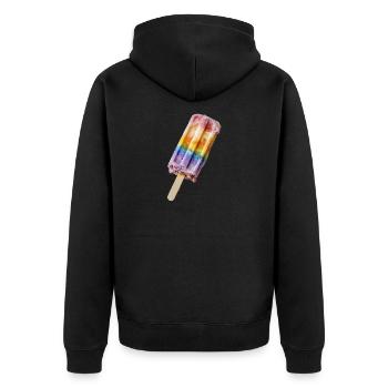 Eis am Stil Regenbogen - Unisex Premium Bio Zip Hoodie - Schwarz - Hinten - Nico (187cm)