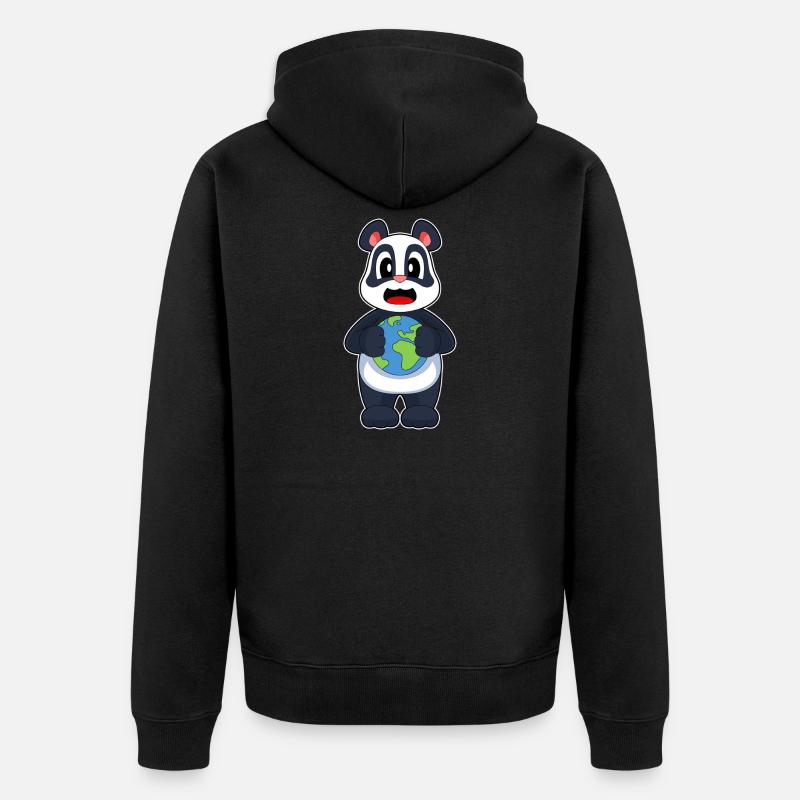 Panda Erde - Unisex Premium Bio Zip Hoodie - Schwarz