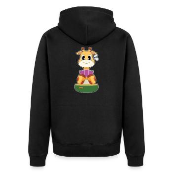 Giraffe Poker Pokerkarten - Unisex Premium Bio Zip Hoodie - Schwarz - Hinten - Nico (187cm)