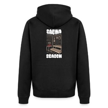 Sauna Season - Sauna - Saying - Unisex Premium Organic Zip Hoodie - black - Back - Nico (187cm)