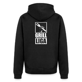Logo de la Grill League Crache du feu - Veste à capuche bio Premium Unisexe - noir - Dos - Nico (187cm)