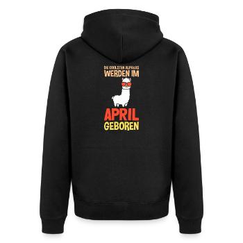 April Geburtstag Alpaka Spruch Lustig - Unisex Premium Bio Zip Hoodie - Schwarz - Hinten - Nico (187cm)