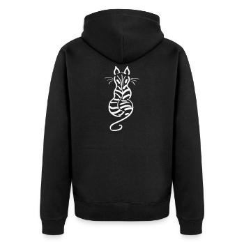 Tigre à rayures arrière de ligne minimaliste Cat - Veste à capuche bio Premium Unisexe - noir - Dos - Nico (187cm)