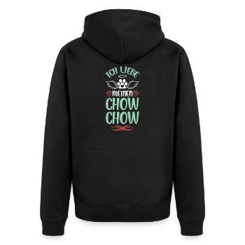 Ich liebe meinen Chow Chow - Unisex Premium Bio Zip Hoodie - Schwarz - Hinten - Nico (187cm)