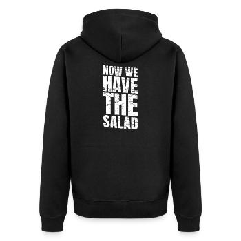 Now We Have The Salad, Jetzt haben wir den Salat - Unisex Premium Bio Zip Hoodie - Schwarz - Hinten - Nico (187cm)
