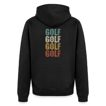 Golf Papa Vater Papa Papa Vintage-Golfer-Geschenk - Unisex Premium Bio Zip Hoodie - Schwarz - Hinten - Nico (187cm)