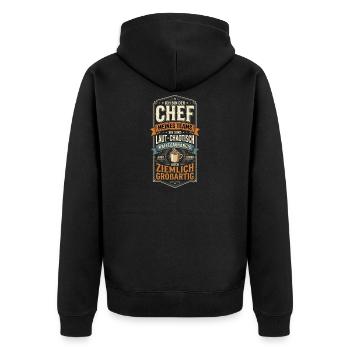 Chef Mitarbeiter Team Chaos Kaffee Humor - Unisex Premium Bio Zip Hoodie - Schwarz - Hinten - Nico (187cm)