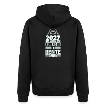 2027: Jahr der Legenden im Ruhestand - Unisex Premium Bio Zip Hoodie - Schwarz - Hinten - Nico (187cm)