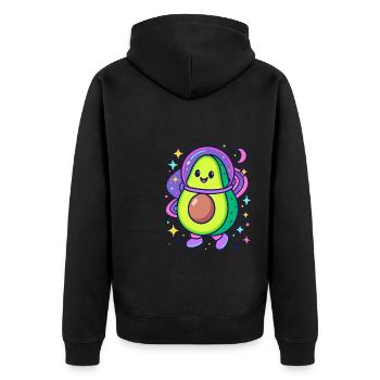 Avocado Astronaut im Weltall - Unisex Premium Bio Zip Hoodie - Schwarz - Hinten - Nico (187cm)