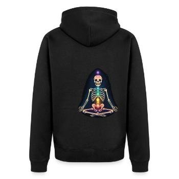 Skeletal Yoga - Chakra Meditation - Unisex Premium Organic Zip Hoodie - black - Back - Nico (187cm)